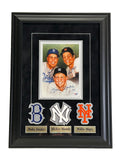 Duke Snider, Willie Mays, Mickey Mantle Autographed 8x10 Litho Framed PSA LOA