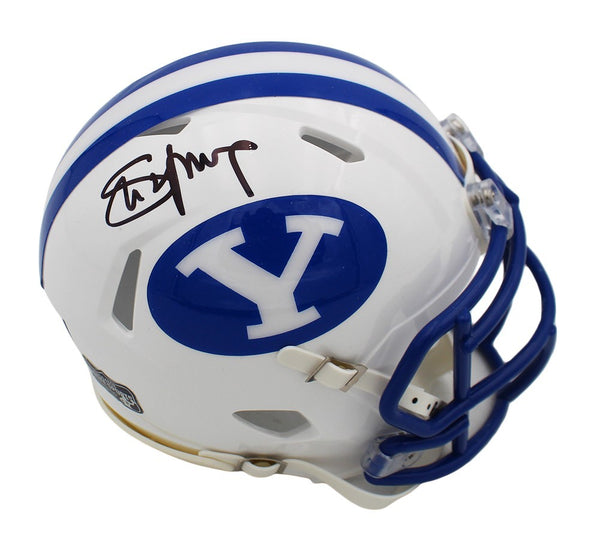 Steve Young Signed BYU Cougars Speed Light Blue Logo NCAA Mini Helmet