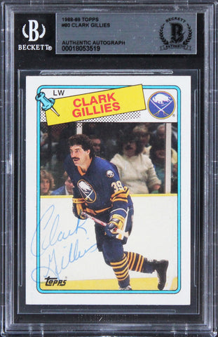 Sabres Clark Gillies Authentic Signed 1988 Topps #80 Card BAS Slabbed