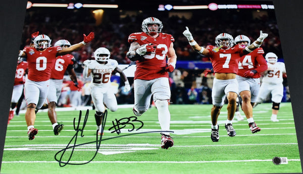 JACK SAWYER AUTOGRAPHED OHIO STATE BUCKEYES VS TEXAS 16x20 PHOTO BECKETT