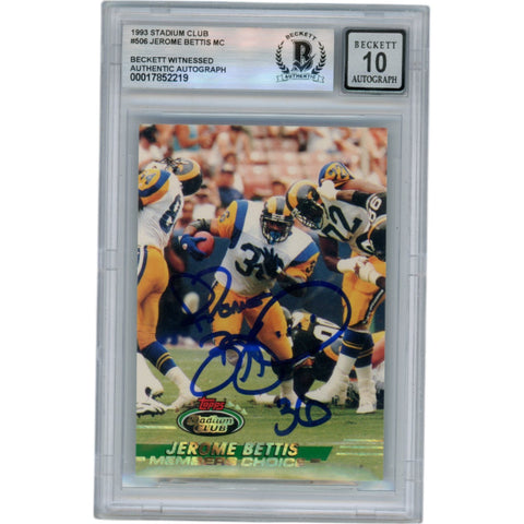 Jerome Bettis Autographed 1993 Stadium Club #506 Slab Trading Card Beckett 50631