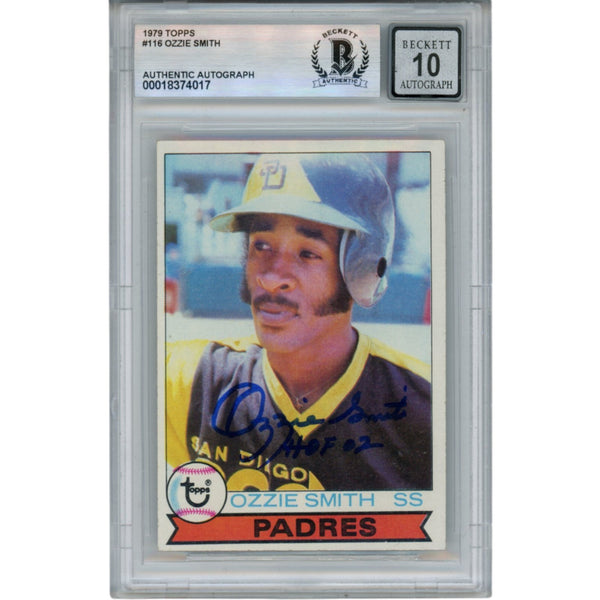 Ozzie Smith Autographed 1979 Topps #116 Slab Trading Card HOF Slab Beckett 53195