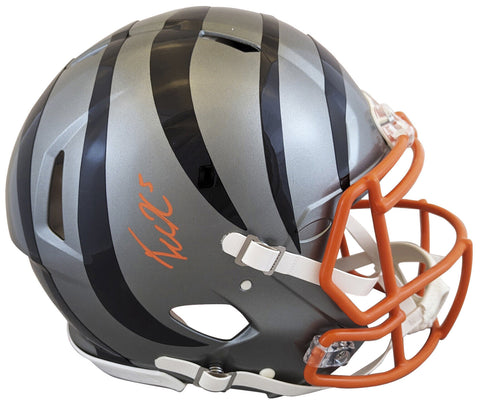 Bengals Tee Higgins Signed Flash Full Size Speed Proline Helmet BAS Witnessed