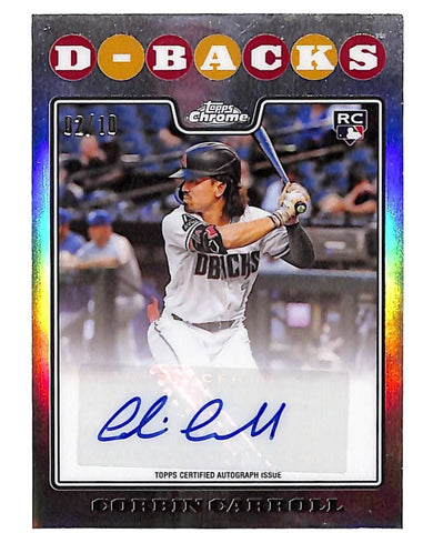 Corbin Carroll Autographed 23 Topps Chrome Lids 02/10 RC 08CC Trading Card 43119