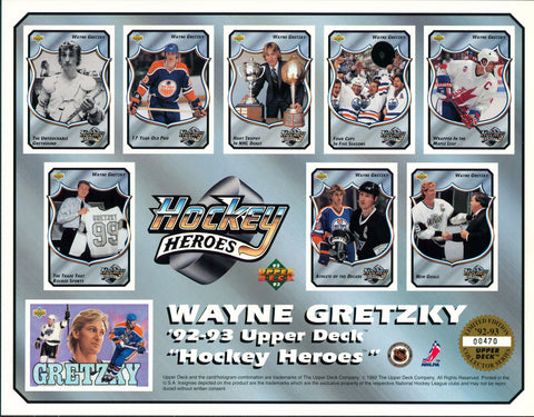 Wayne Gretzky 8x10 Photo 1992 Wayne Gretzky Upper Deck Hockey Heroes