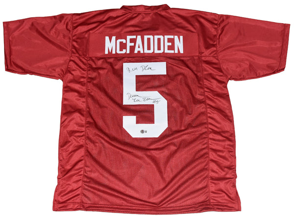 DARREN McFADDEN SIGNED ARKANSAS RAZORBACKS #5 CARDINAL JERSEY W/ RUN DMC