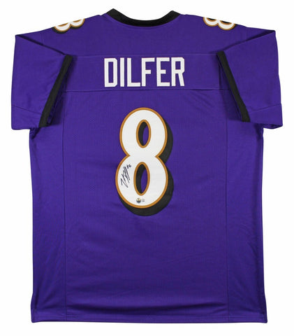 Trent Dilfer Signed Baltimore Ravens Jersey (Beckett) Super Bowl XXXV Champ Q.B.