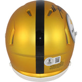TJ Watt Autographed Pittsburgh Steelers Mini Helmet Blaze Beckett Witness 50966