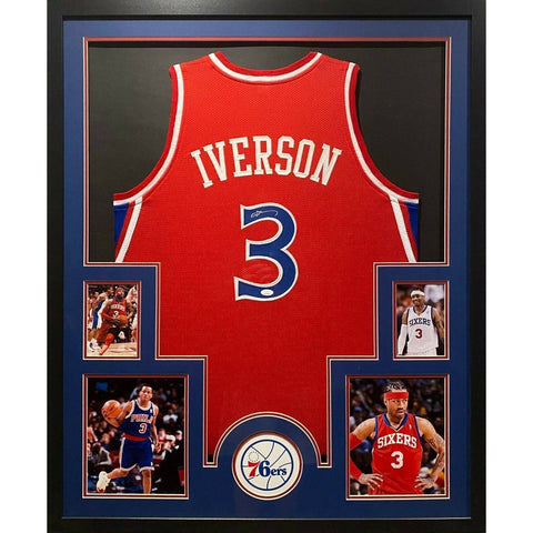 Allen Iverson Autographed Signed Framed Philadelphia 76ers Sixers Jersey JSA