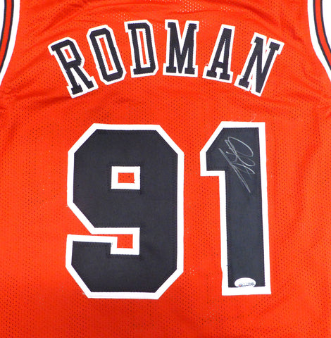Chicago Bulls Dennis Rodman Autographed Signed Red Jersey Beckett BAS #V39948