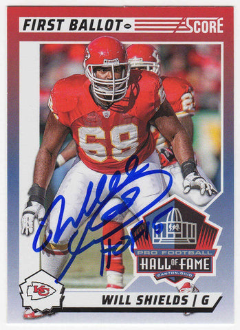 Will Shields Signed Chiefs 2024 Score HOF Football Trading Card #9 w/HOF -SS COA