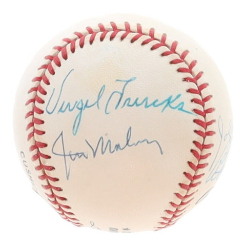 6 Pitchers Who Threw 2 No-hitters Signed Baseball (PSA LOA) Spahn, Feller, +4