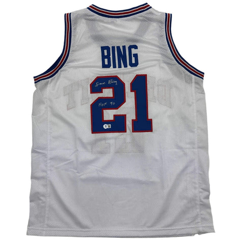 Autographed/Signed Dave Bing HOF 90 Detroit White Jersey Beckett BAS COA
