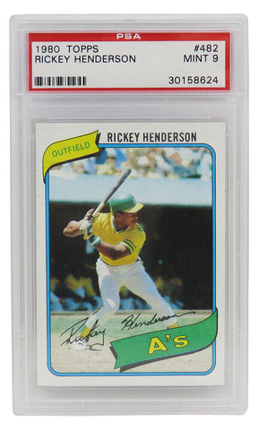 Rickey Henderson 1980 Topps Baseball #482 RC Rookie Card PSA 9 MT (Old Label)(L)