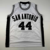 Autographed/Signed George Gervin Iceman Artwork San Antonio White Jersey JSA COA
