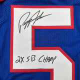 Autographed/Signed Pepper Johnson 2x Champ New York Blue Jersey Beckett COA