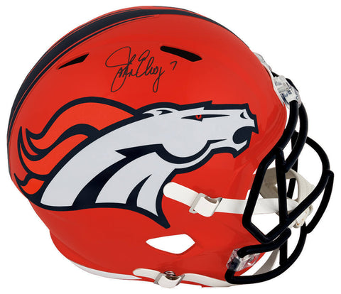 John Elway Signed Broncos FLASH Riddell F/S Speed Rep Helmet (In Black) (SS COA)