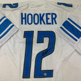 Autographed/Signed Hendon Hooker Detroit White Football Jersey Beckett BAS COA