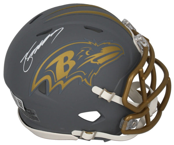 Zay Flowers Autographed Baltimore Ravens 'Slate' Mini Speed Helmet Beckett