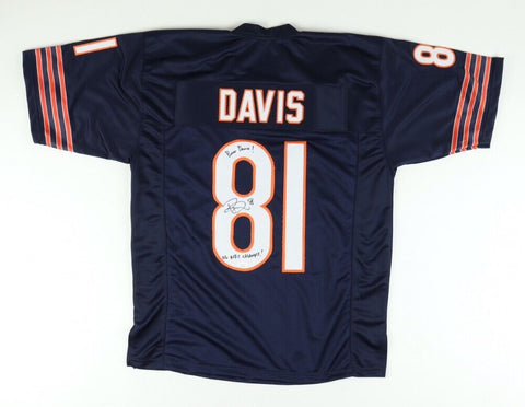 Rashied Davis Signed Chicago Jersey Ins. "Bear Down! & 06 NFL Champs!" (JSA COA)