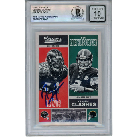 Ray Lewis Autographed 2017 Classics Clashes #CC-RLBR Trading Card Beckett 53053