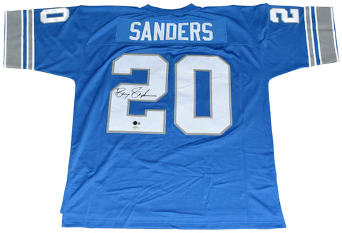 BARRY SANDERS SIGNED DETROIT LIONS #20 THROWBACK MITCHELL & NESS JERSEY BECKETT