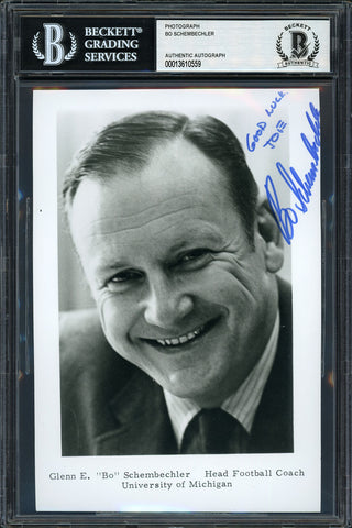 Bo Schembechler Autographed 5x7 Photo Michigan "Good Luck Joe" Beckett #13610559