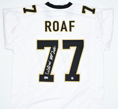 Willie Roaf Autographed White Pro Style Jersey w/ HOF- Beckett W Hologram