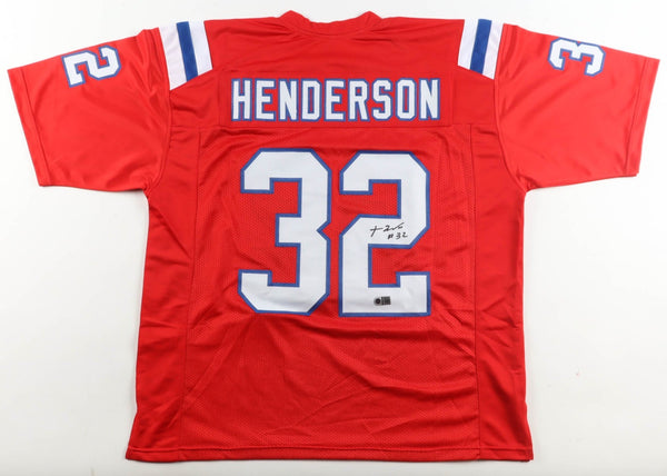 TreVeyon Henderson Signed New England Patriots Jersey (SWAU) 2025 2nd Round Pick