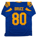 Autographed/Signed Isaac Bruce Los Angeles LA Retro Blue Jersey Beckett BAS COA