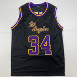 Autographed/Signed SHAQUILLE SHAQ O'NEAL Los Angeles Black Jersey JSA COA Auto