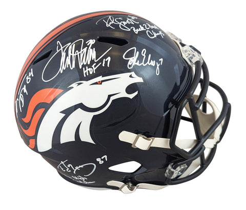 Broncos (5) Elway, Sharpe, Davis, Smith +1 Signed F/S Speed Rep Helmet BAS Wit