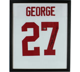 Eddie George Signed Framed Ohio White Jersey