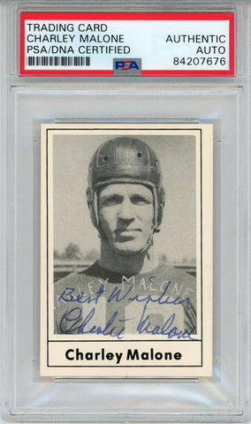 Charley Malone Signed 1977 Touchdown Club #27 Trading Card PSA Slab 43769