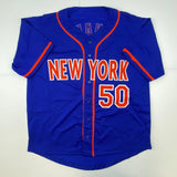 Autographed/Signed Sid Fernandez 86 WSC New York Blue Jersey JSA COA