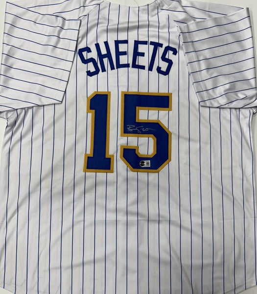 BEN SHEETS Signed Custom Replica Brewers Pinstripe Jersey AUTO - BAS