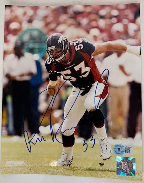 Bill Romanowski Autographed Denver Broncos Navy Jersey 8x10 Photo - Beckett COA