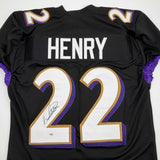 Autographed/Signed Derrick Henry Baltimore Black Football Jersey JSA COA