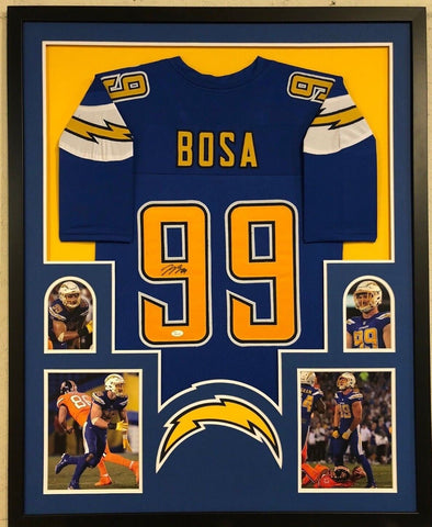 FRAMED SAN DIEGO CHARGERS JOEY BOSA AUTOGRAPHED SIGNED JERSEY JSA COA