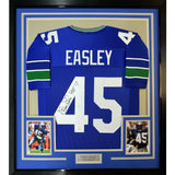Framed Signed Kenny Easley 35x39 HOF 17 Seattle Blue Jersey JSA COA