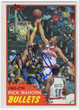 Rick Mahorn Signed Bullets 1981-82 Topps Rookie Basketball Card #98E - (SS COA)
