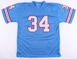 Earl Campbell Signed Oilers Career Highlight Stat Jersey (JSA COA) 5xPro Bowl RB