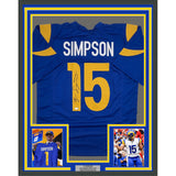 Framed Autographed/Signed Ty Simpson 35x39 Los Angeles Blue Jersey JSA COA