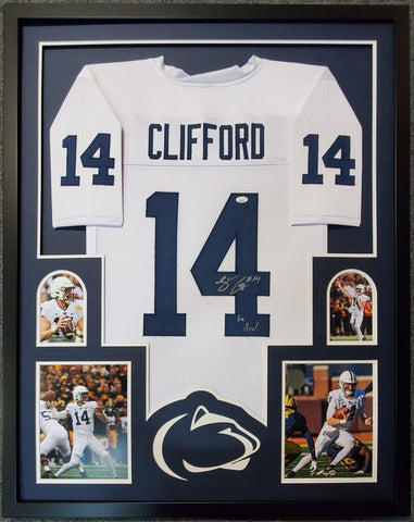 FRAMED PENN STATE NITTANY LIONS SEAN CLIFFORD AUTOGRAPHED SIGNED JERSEY JSA COA