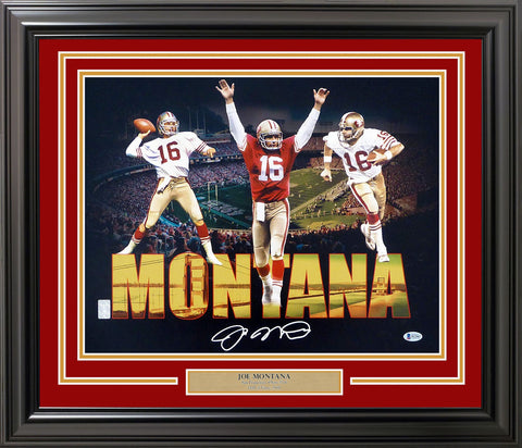 JOE MONTANA AUTOGRAPHED FRAMED 16X20 PHOTO SAN FRANCISCO 49ERS BECKETT 209419