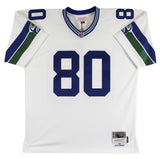 Seahawks Steve Largent "Career Stat" Signed White M&N TB Jersey BAS Witnessed