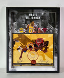 Michael Jordan & Magic Johnson Duel Autographed 16x20 in Custom LED Framed UDA