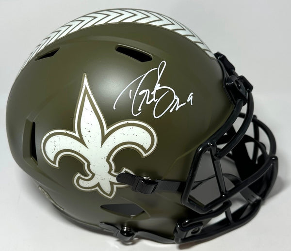 Saints DREW BREES Signed Full Size 2022 SALUTE Replica Speed Helmet AUTO - BAS