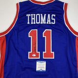 Autographed/Signed Isiah Thomas Detroit Blue Jersey Beckett BAS COA