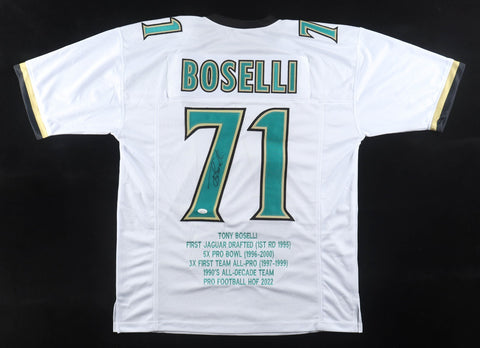 Tony Boselli Signed Jacksonville Jaguars Career Highlight Stat Jersey (JSA COA)
